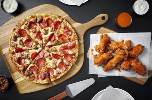 American wings and pizza